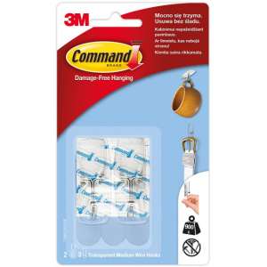 Крючок для бытовых и столовых предметов Command™, прозрачный 17065 CLR