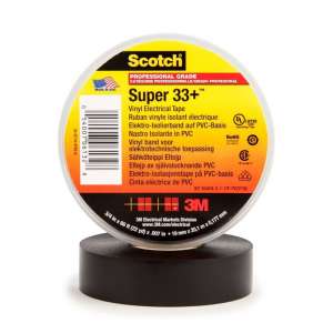 Профессиональная изолента 3М™ Scotch Super 33+™, морозостойкая, рулон 19 мм × 20 м
